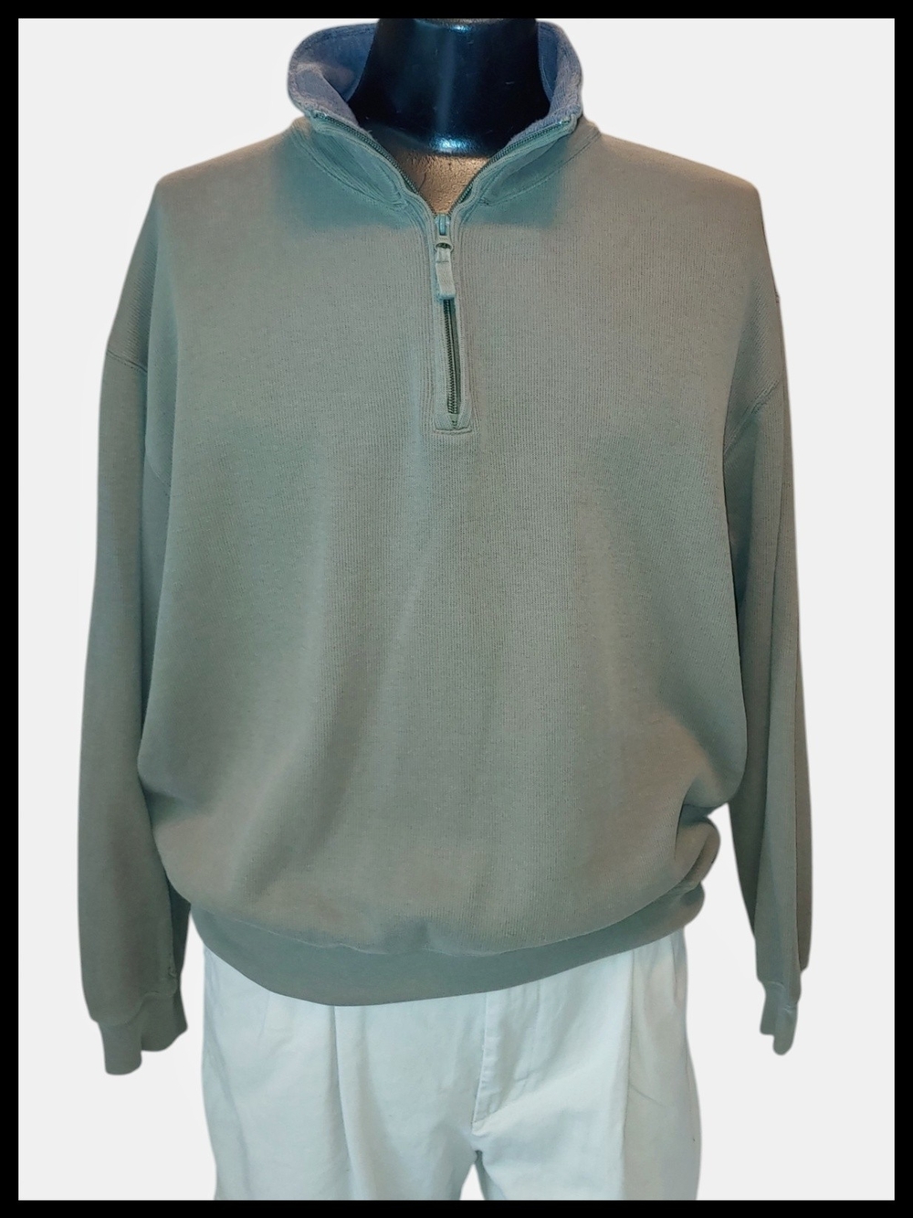 Soft Woolrich Half-Zip Pullover in Sage Green
